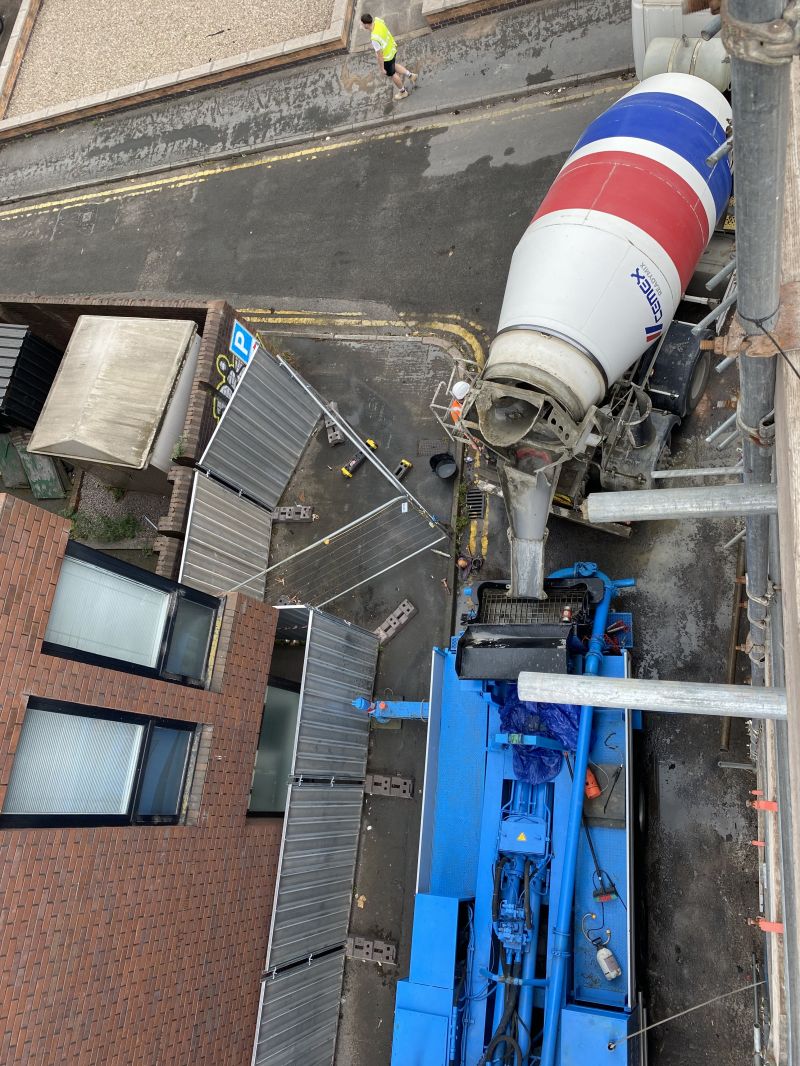 Not often we get to these heights. A view from above. City centre work in Leicester, Leicestershire.: Swipe To View More Images