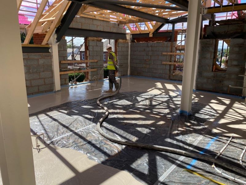 1st floor liquid flow screed - Medical Centre, Nuneaton, Warwickshire: Swipe To View More Images