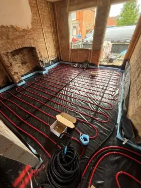 Click Here To Enlarge This Photo Of Liquid Anhydrite Screed & Underfloor Heating Installation - Draycott&comma; Derbyshire