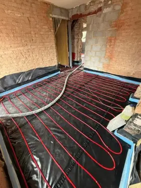 Click Here To Enlarge This Photo Of Liquid Anhydrite Screed & Underfloor Heating Installation - Draycott&comma; Derbyshire