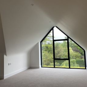 Plastering - New build, Derbyshire. Sloping soffits: Click Here To View Larger Image