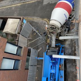 Not often we get to these heights. A view from above. City centre work in Leicester, Leicestershire.: Click Here To View Larger Image